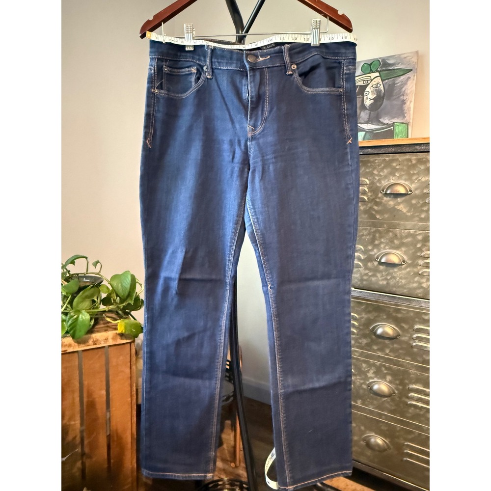 Express Womens Dark Wash Straight Leg‎ Denim Jeans Blue Five Pocket Classic 14